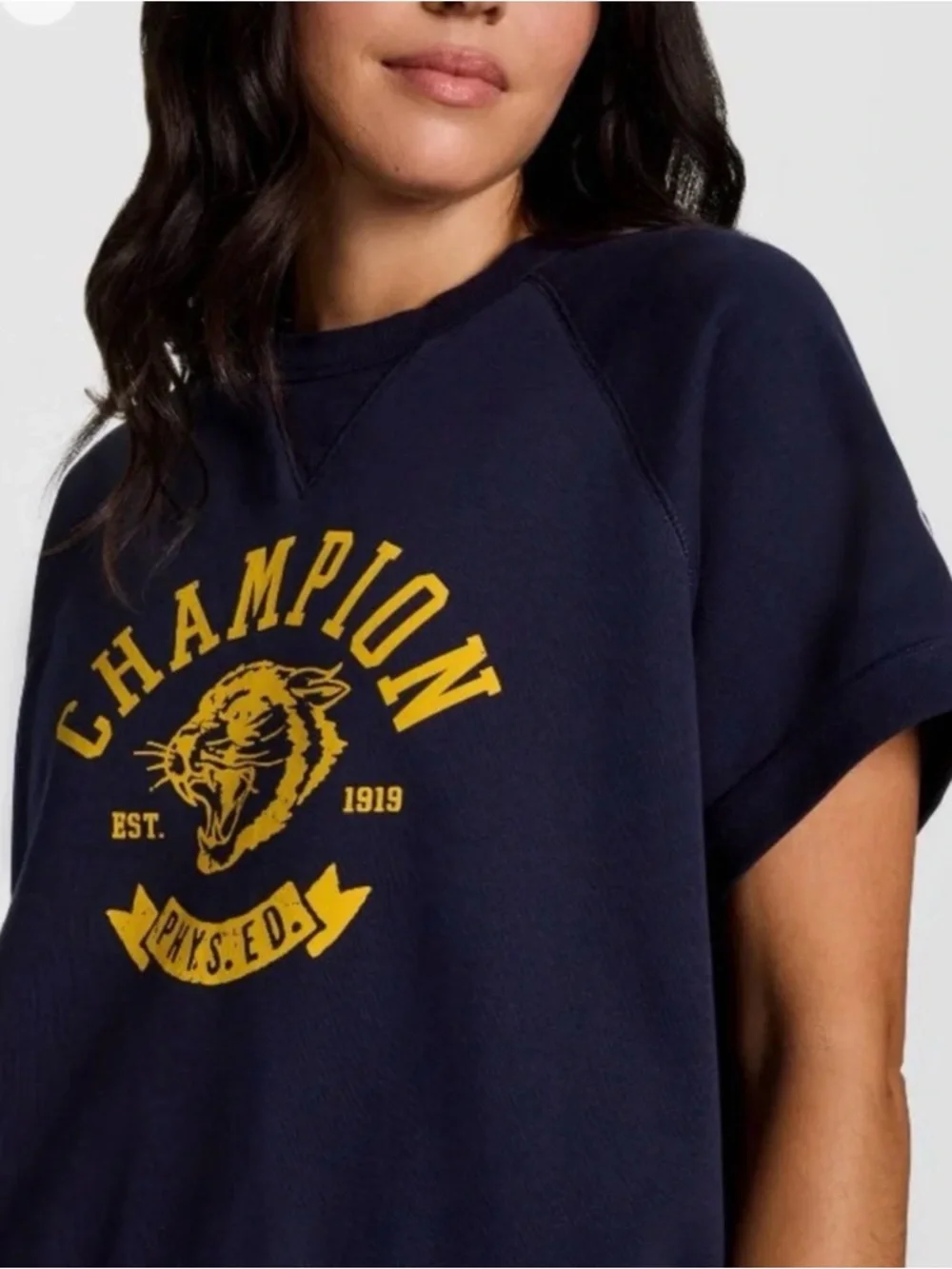 Champion Navy Short-Sleeve Crewneck Sweatshirt - Picture 4 of 6
